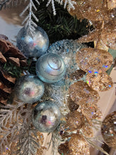 Load image into Gallery viewer, Robin Egg Blue and Gold Christmas Wreath