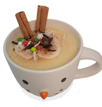 Load image into Gallery viewer, Eggnog and Pecans Scented Snowman Mug Candle
