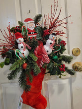 Load image into Gallery viewer, Santa and Snowmen Christmas Stocking Door Hanging
