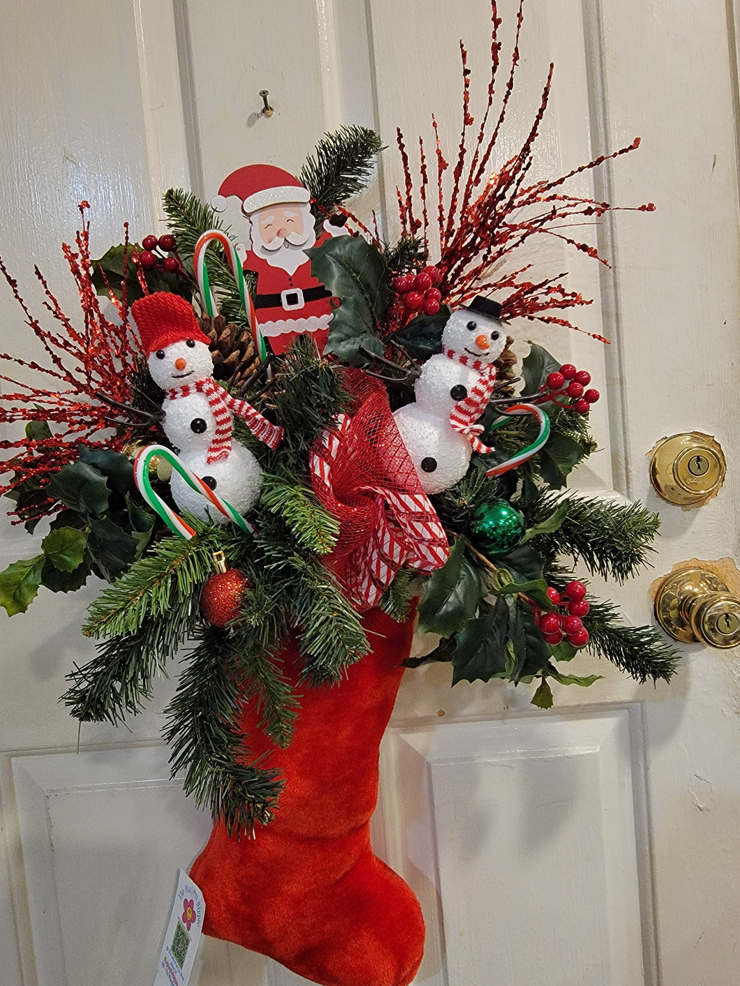 Santa and Snowmen Christmas Stocking Door Hanging