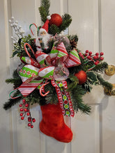 Load image into Gallery viewer, Santa and Snowmen Christmas Stocking Door Hanging
