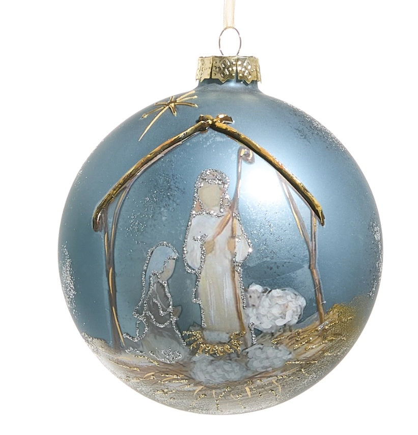 Holy Night Painted Glass Ball Ornament