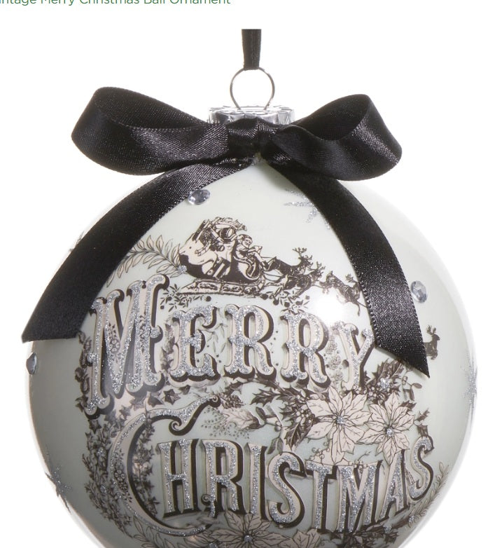 Vintage Merry Christmas Ball Ornament