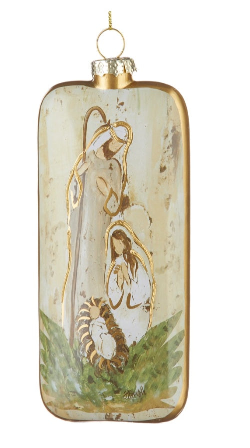 Holy Family Painted Glass Ornament