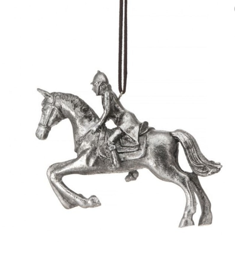 Silver Horse Jockey Ornament