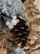 Load image into Gallery viewer, Robin Egg Blue and Gold Christmas Wreath
