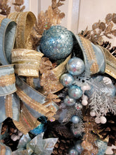 Load image into Gallery viewer, Robin Egg Blue and Gold Christmas Wreath
